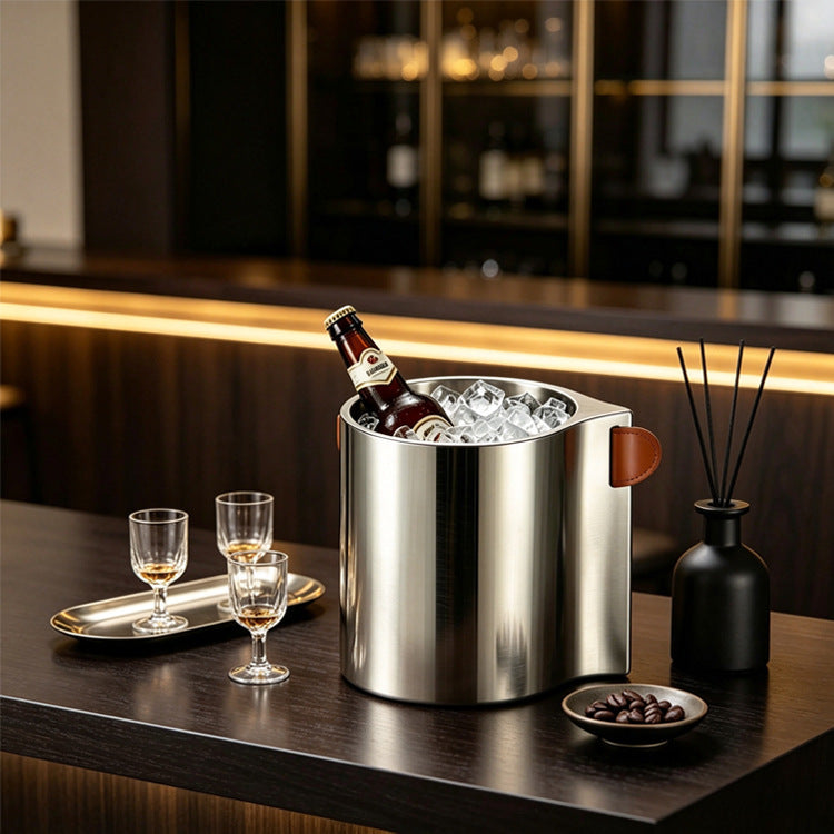 Stainless Steel Coffee Cup with Leather Handle