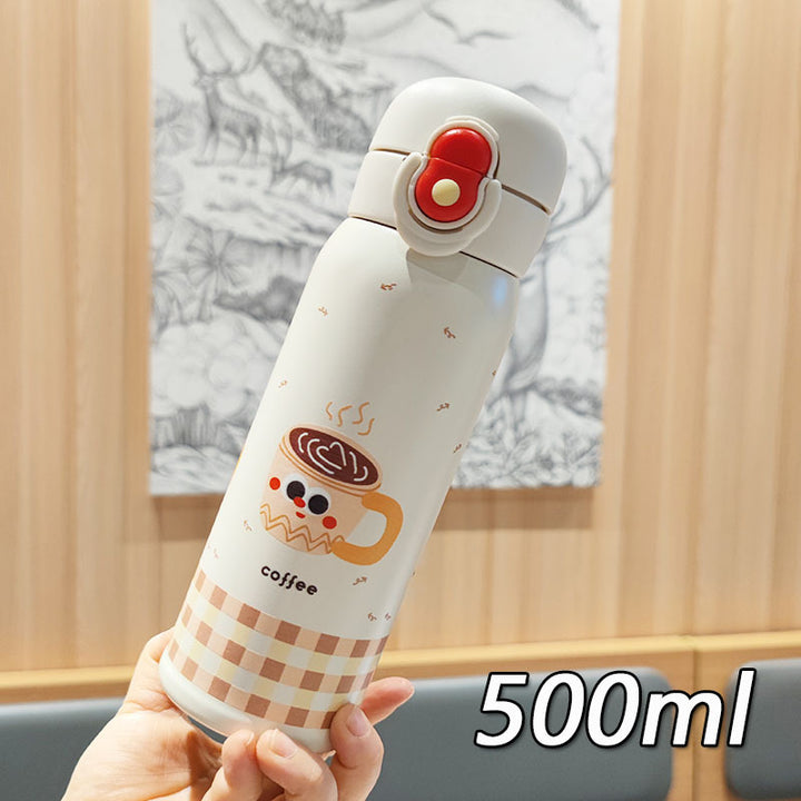 Women's playful stainless steel drinking bottle with integrated safety closure Kalsten
