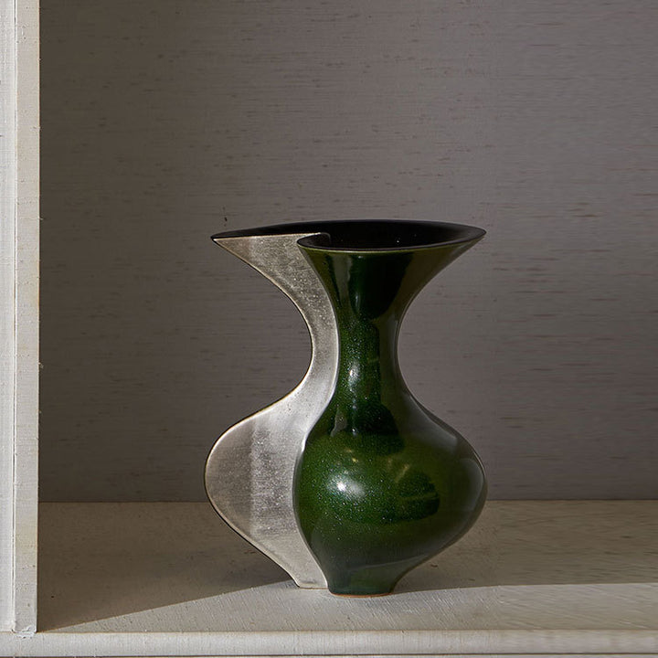 Modern Decorative Metal and Ceramic Vase