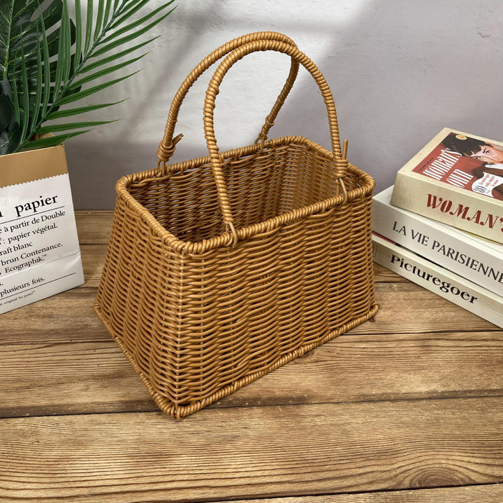 Women elegant braided basket with sturdy double handles Kalsten