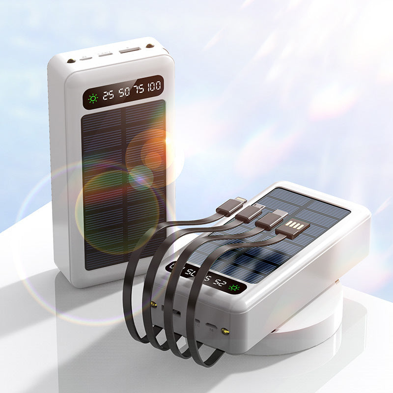 Solar-powered power bank with integrated fast charging ports and digital capacity display Kalsten