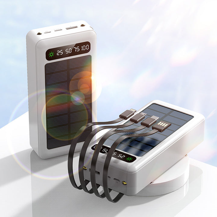 Solar-powered power bank with integrated fast charging ports and digital capacity display Kalsten