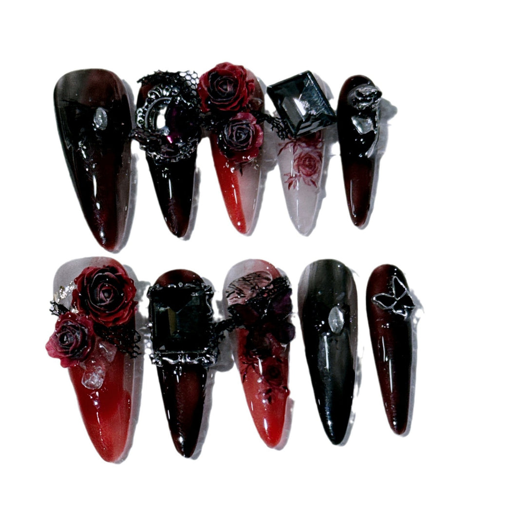 Intricately Designed Gothic Nail Art