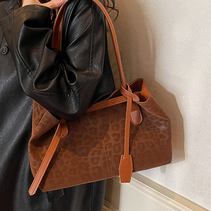 Structured Leopard Print Tote Bag