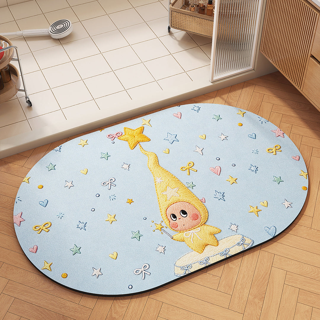Playful Cartoon Character Bath Mat