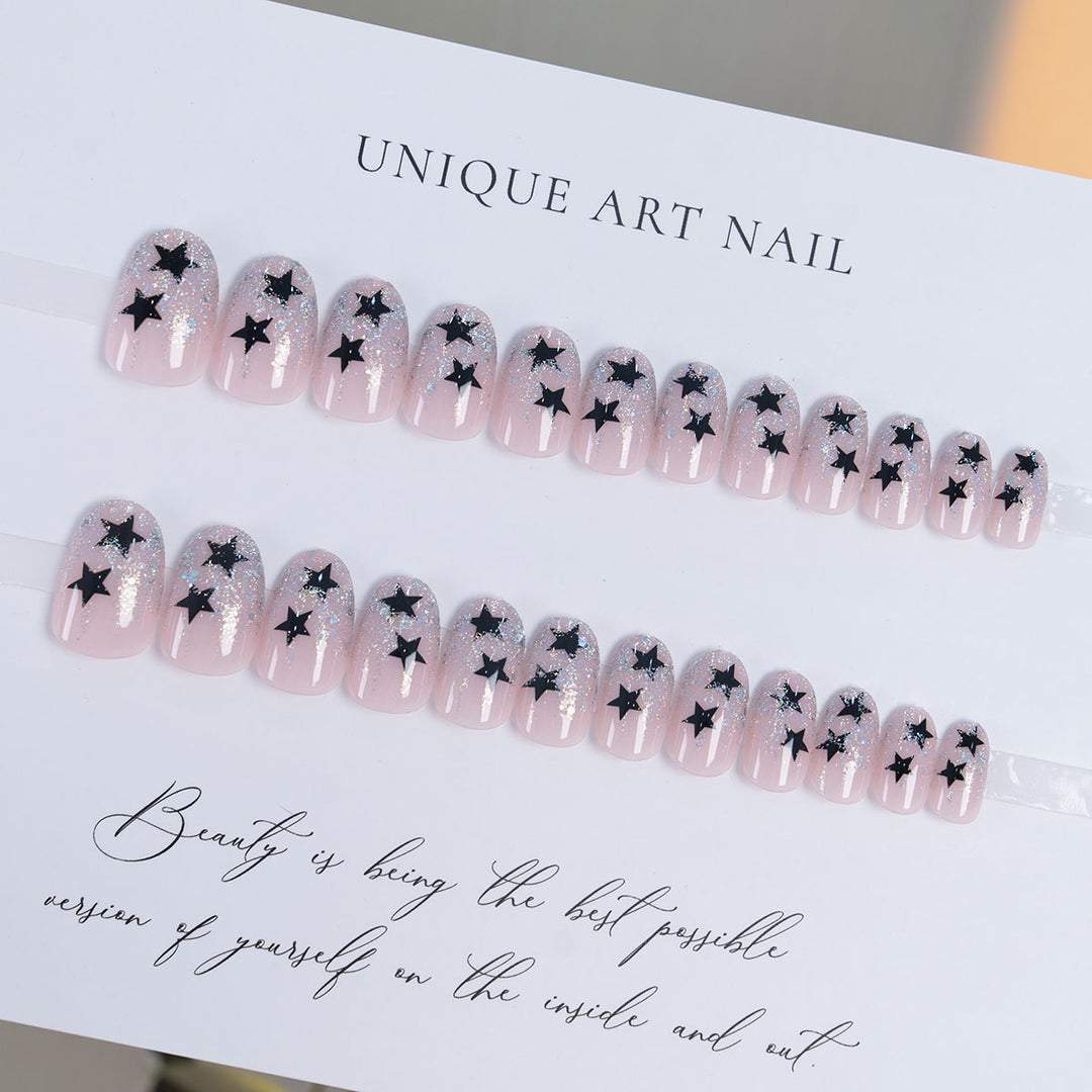 Star-Embellished Long-Stiletto Press-On Nails
