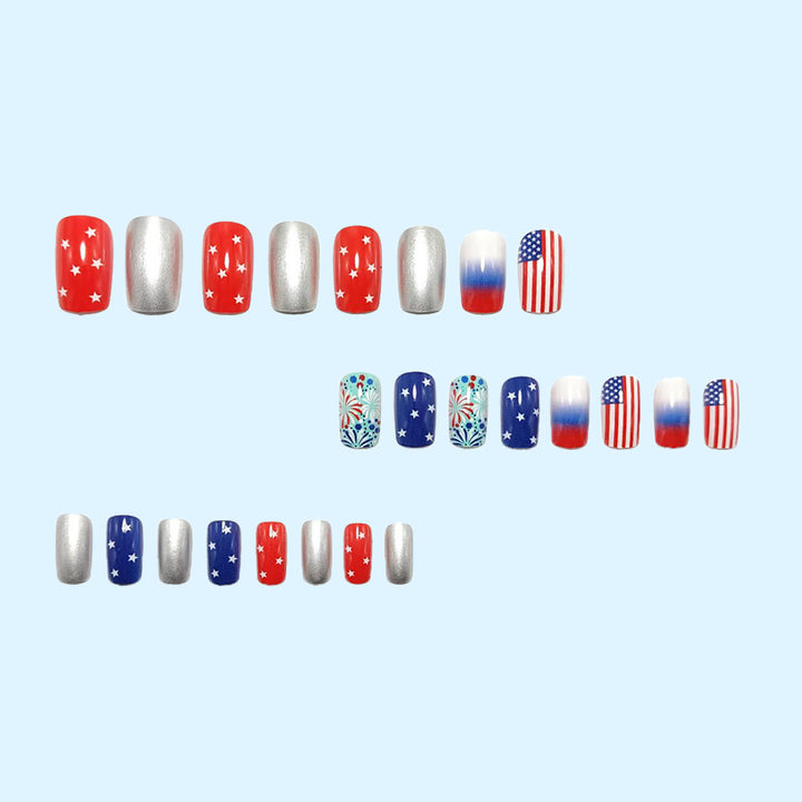 Creative art nail design in patriotic style Kalsten