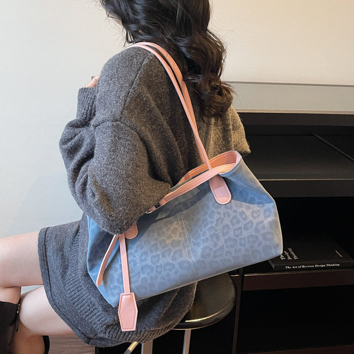 Structured Leopard Print Tote Bag