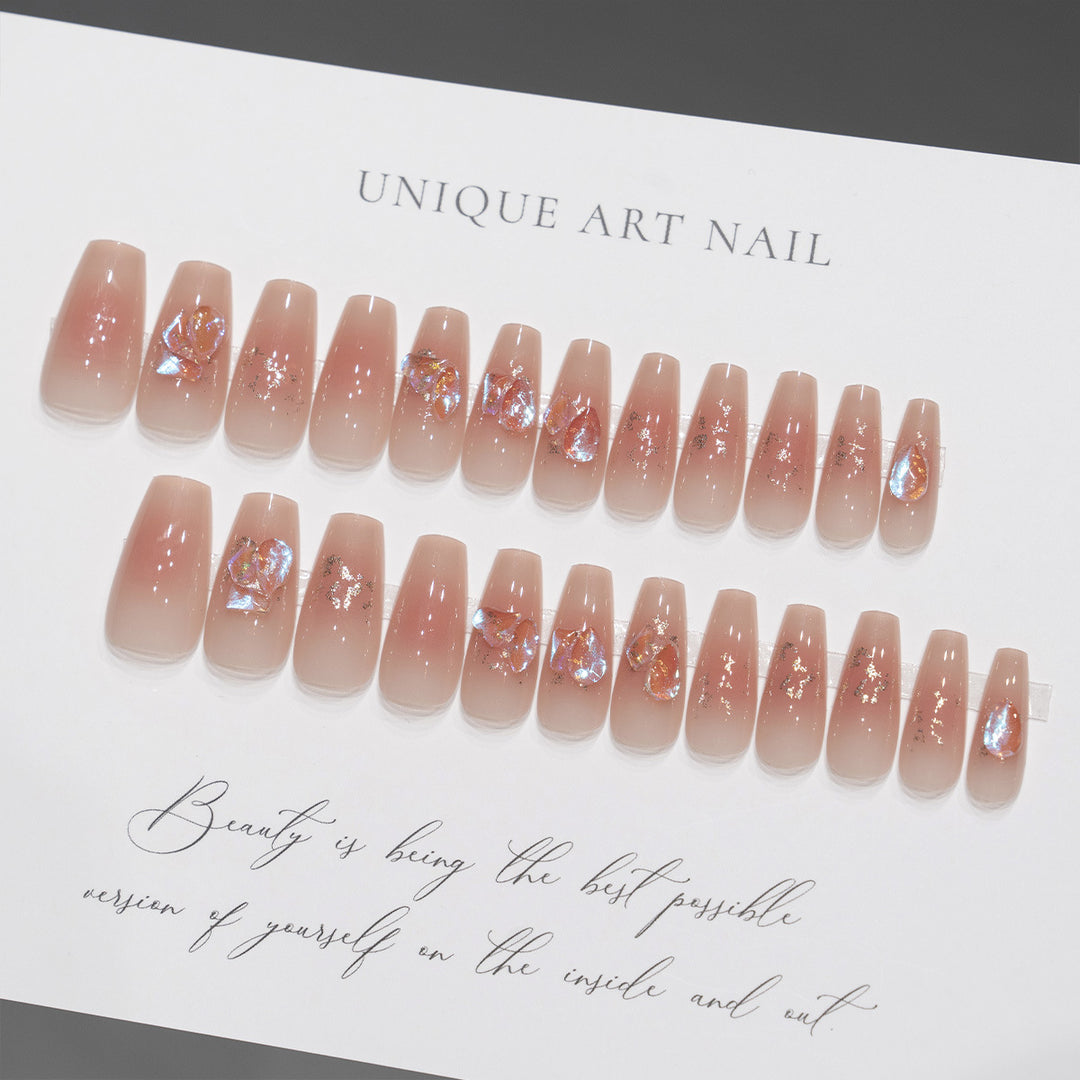 Artistic Press-On Nail Tips with Floral Design Kalsten