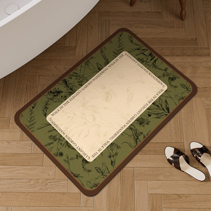 Oval Botanical Floor Mat for Home Decor