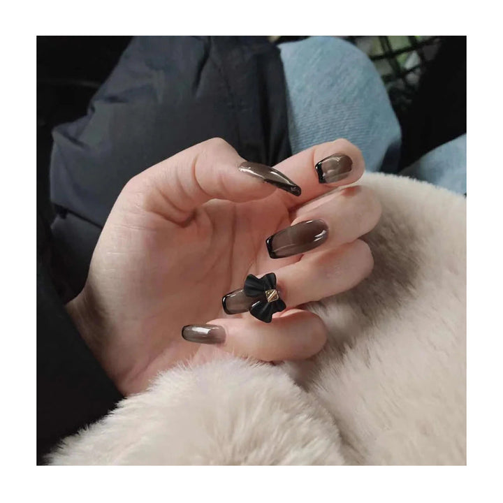 Elegant Bow Accent Stiletto Nail Extensions