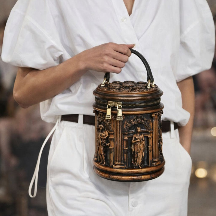 Sculptural Handle Bucket Bag