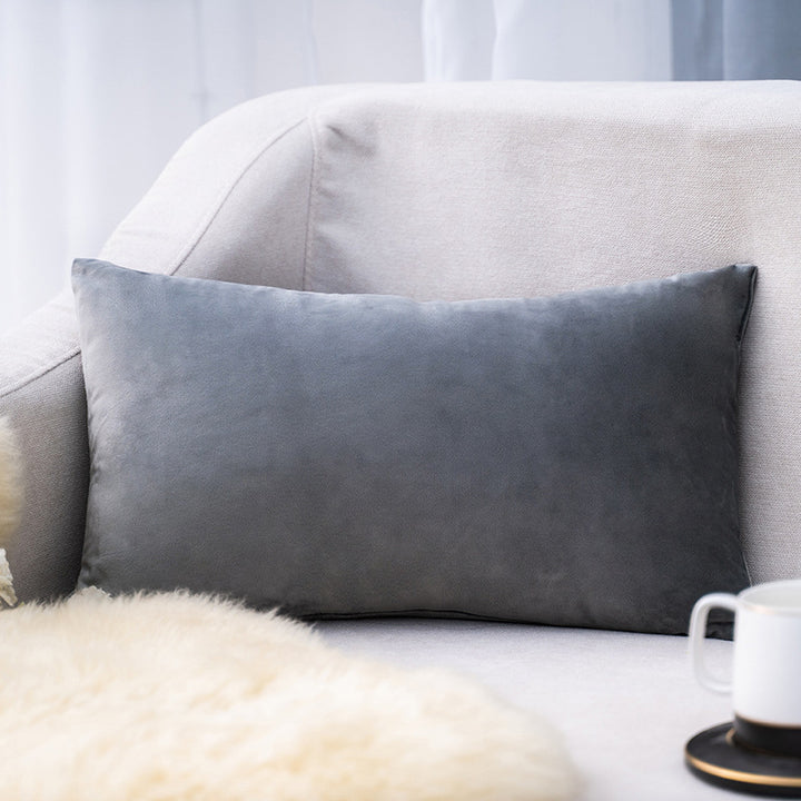 Plush Velvet Lumbar Pillow Cover with Hidden Zipper and Removable Insert Support