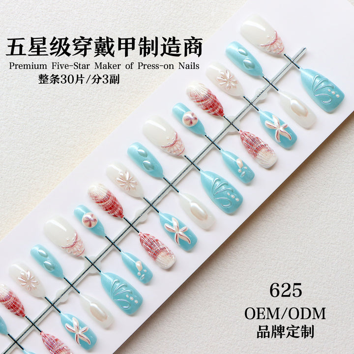 Coastal-Themed Press-On Nail Art Set Kalsten