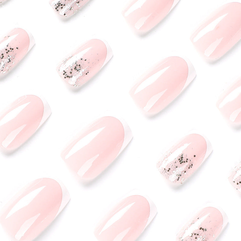 Artistic Nail Extensions with Glitter and French Tips Kalsten