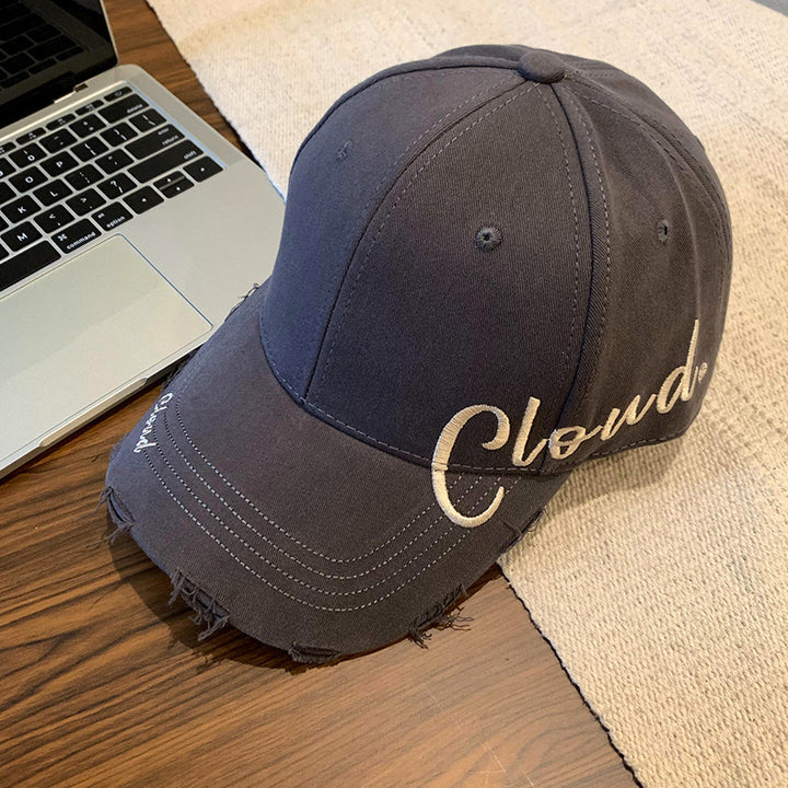 Distressed Baseball Cap with Inspirational Embroidery