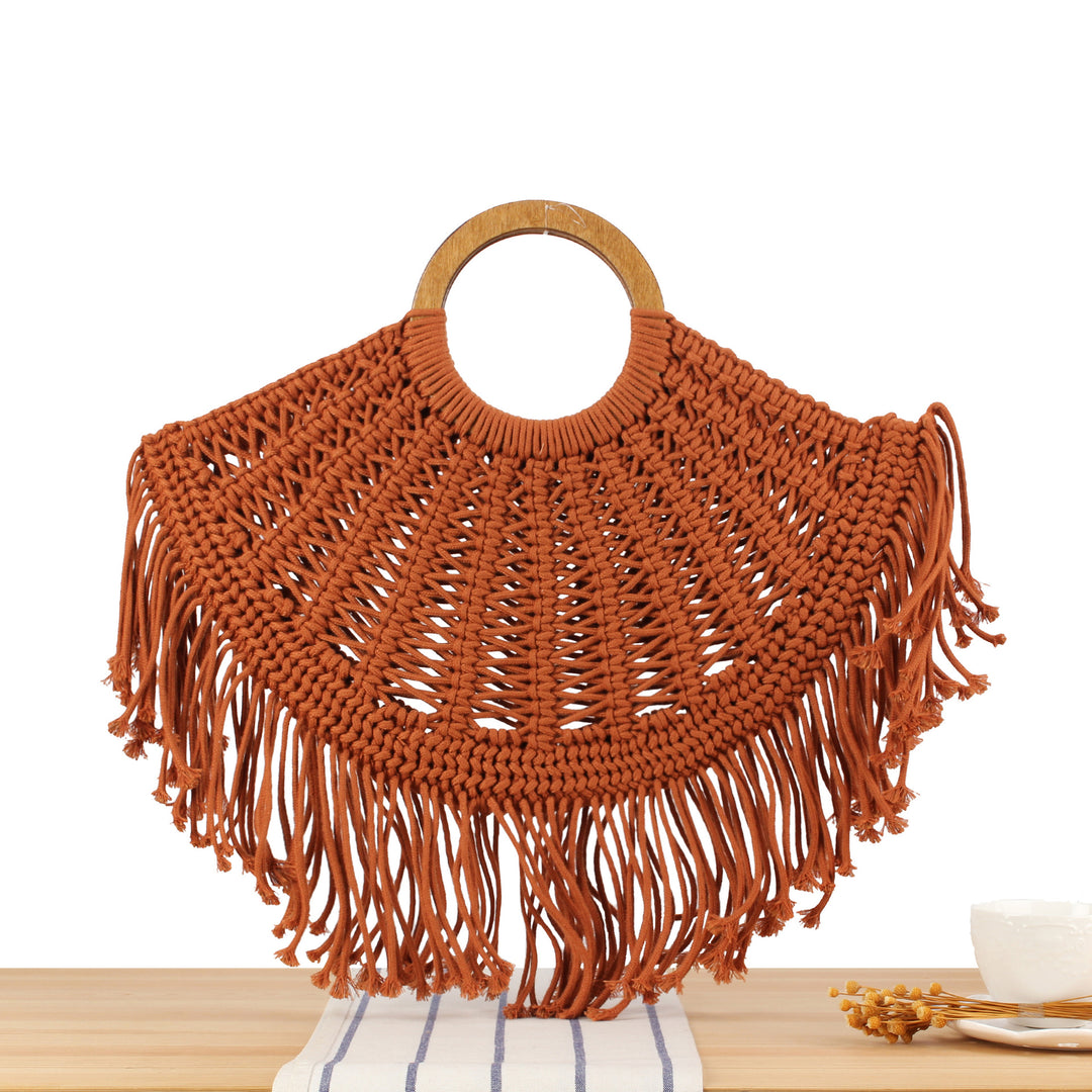 Handbag with Fringed Macramé Design Kalsten