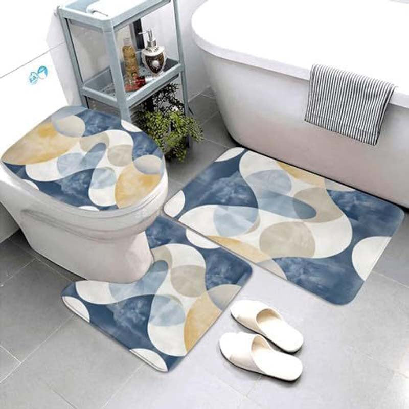 Geometric Pattern Bathroom Mat Set