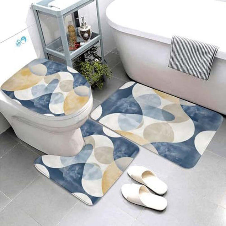 Geometric Pattern Bathroom Mat Set