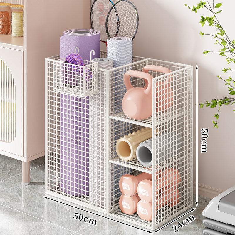 Rolling Mesh Fitness and Yoga Storage Organizer Cart with Multi-Shelf Compartments and Locking Casters