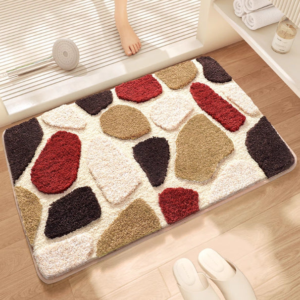 Plush Leaf-Pattern Bath Mat
