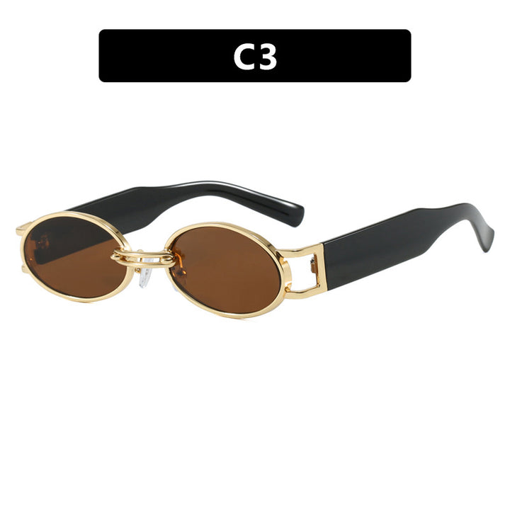 Women oval-shaped sunglasses with golden accents and stylish frame Kalsten