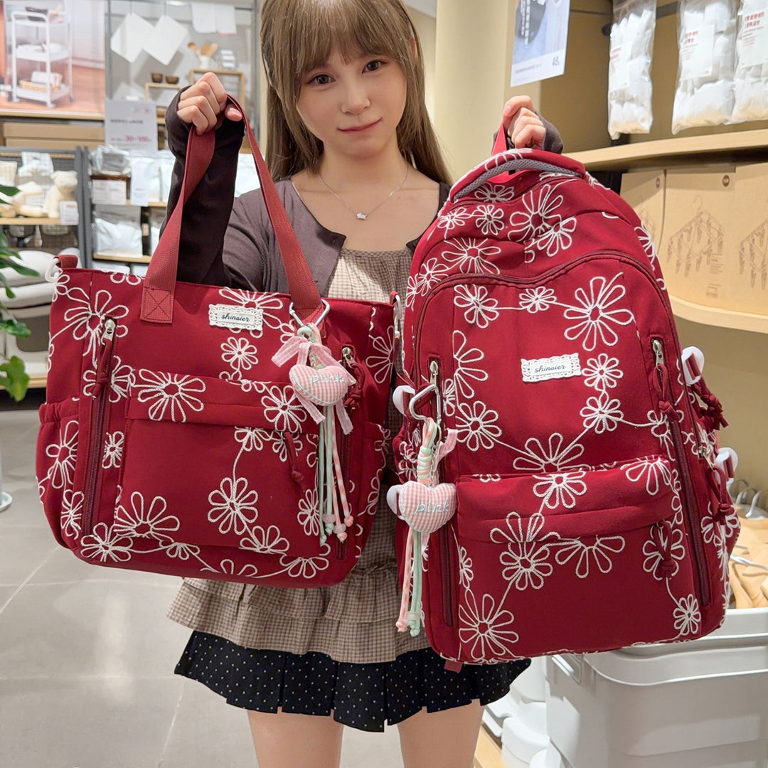 Embroidered Floral Patterned Backpack Kalsten