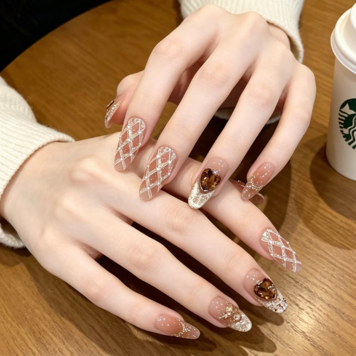 Glamorous Crystal-Embellished Press-On Nail Set Kalsten