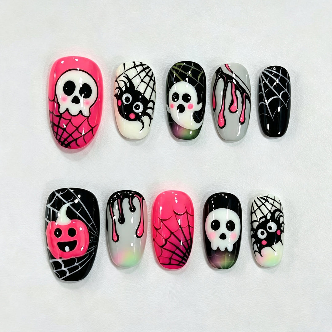 Halloween-Themed Press-On Nail Art Collection
