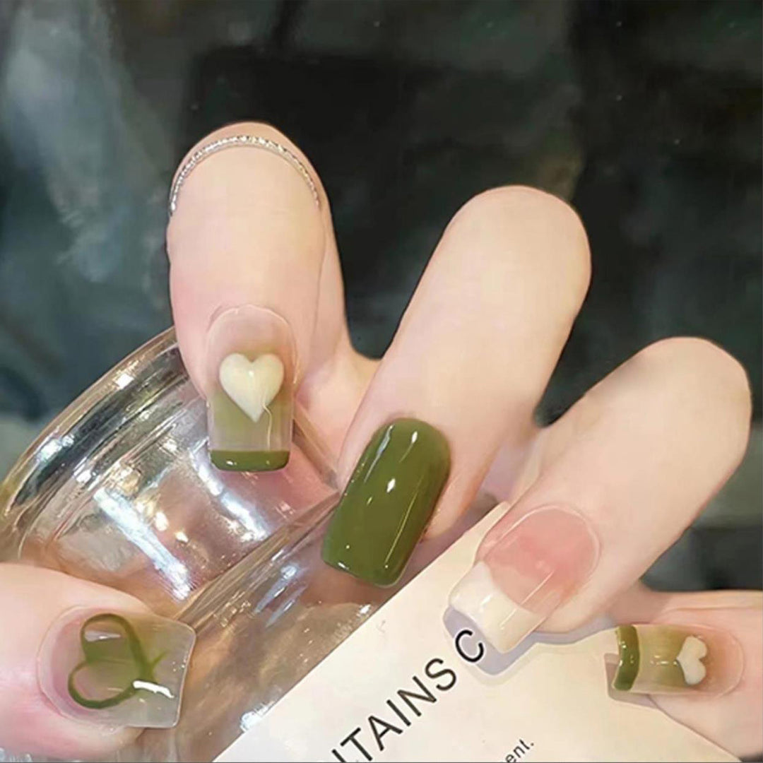 Artistic Heart-Designed Press-On Nails