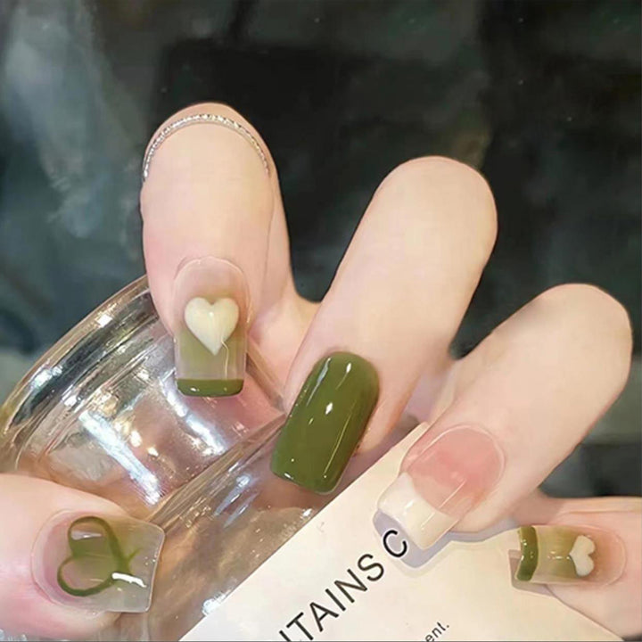 Artistic Heart-Designed Press-On Nails