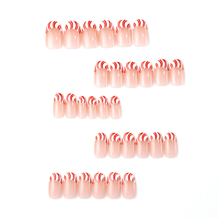 Festive Candy Cane Press-On Nails
