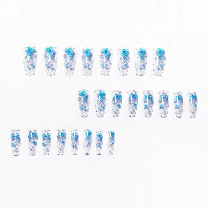 Creative press-on nails with shimmering butterfly design Kalsten