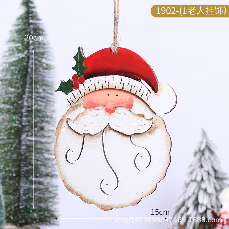 Decorative Wooden Santa Head Ornament