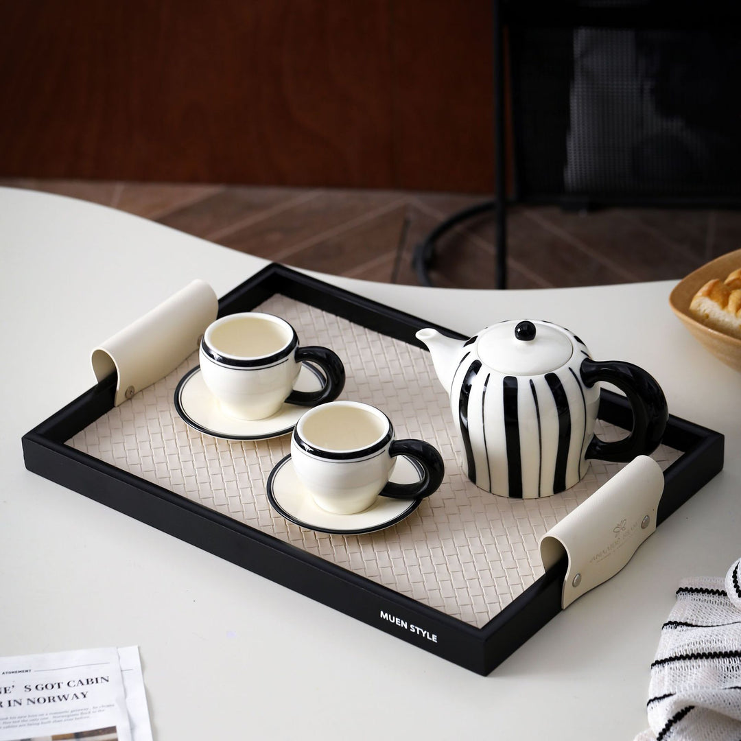 Ceramic Espresso Cup Set with Saucer and Elegant Vintage Handle