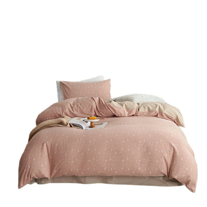 Cotton Percale Duvet Cover Set with fine minimal print and reversible side