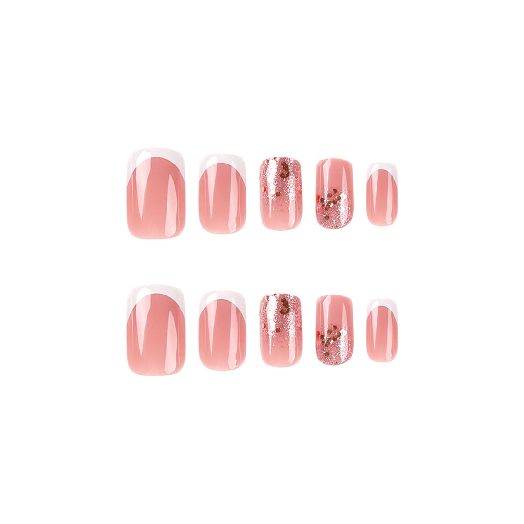 Artful Nail Art with Elegant Glitter and French Tip Accents Kalsten