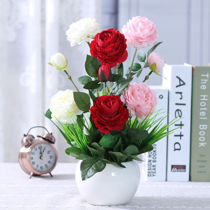 Artificial Floral Arrangement in Modern Ceramic Vase