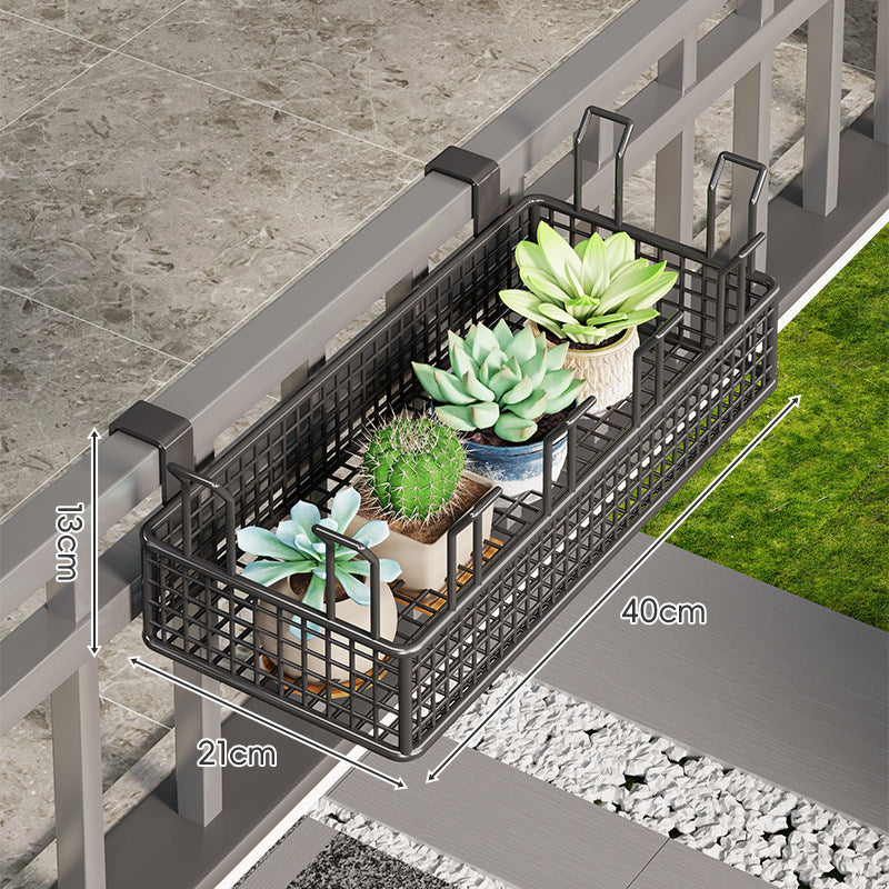 Clamp-On Balcony Rail Planter Basket with Metal Grid Reservoir