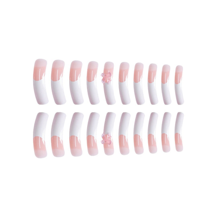 Elegant French Tip Press-On Nails with Bow Accents Kalsten