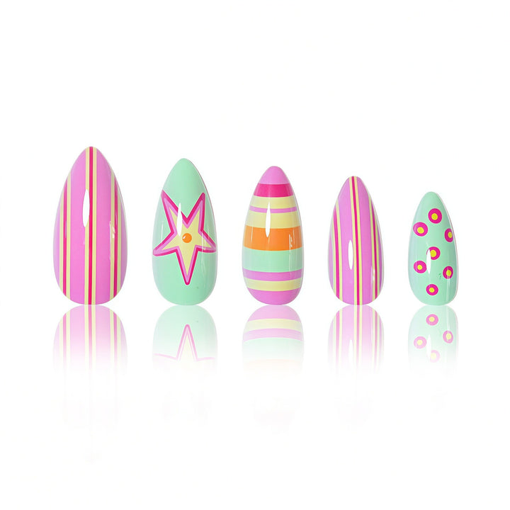 Vibrant Patterned Nail Art Extensions Kalsten
