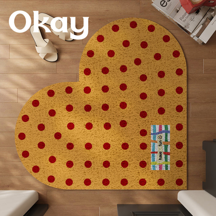 Heart-Shaped Anti-Slip Polka Dot Floor Rug for Entryway and Bedroom