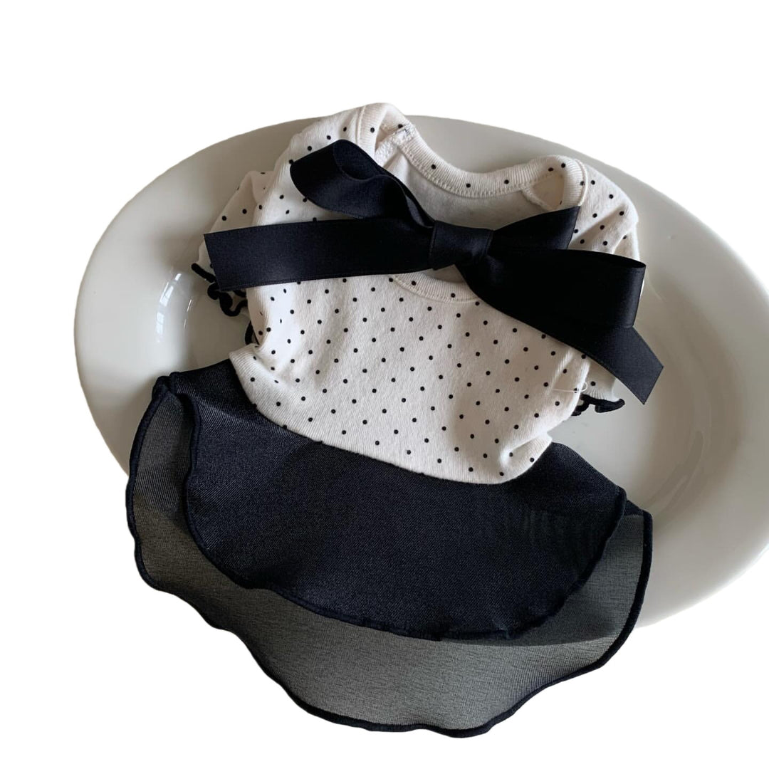 Polka Dot Chiffon Pet Dress with Grosgrain