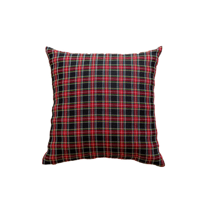Square Plaid Flannel Cushion Cover with Brushed Cotton Exterior and Removable Insert