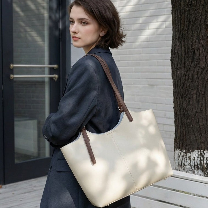 Structured Pebbled Leather Shoulder Tote