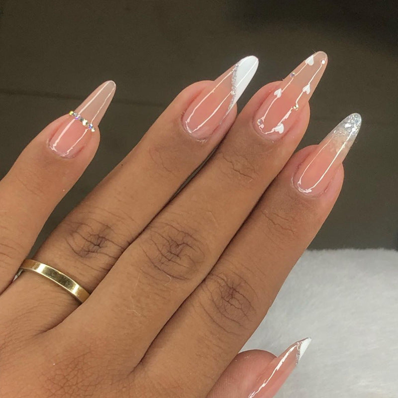 Elegant Stiletto Press-On Nail Art with Rhinestone Accents Kalsten