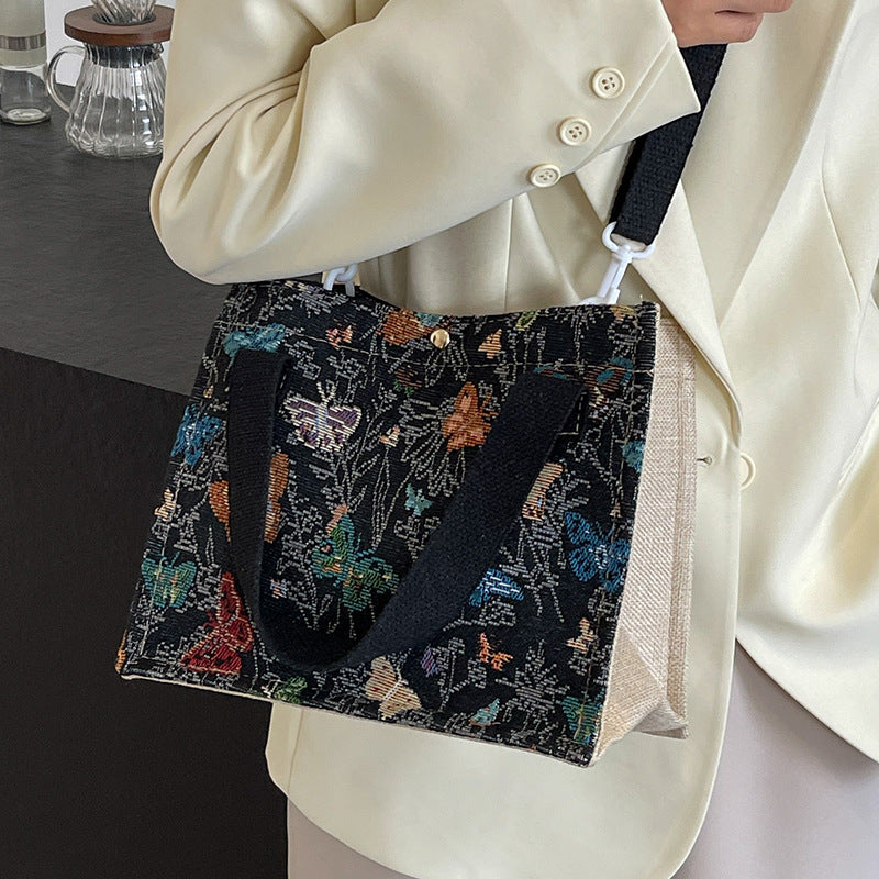Floral Embroidered Canvas Tote Bag  1790616768
