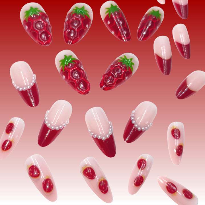 Artistic Nail Tips with Strawberry Design Kalsten