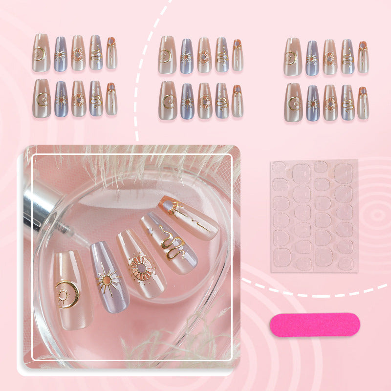Elegant Celestial Press-On Nail Art Set
