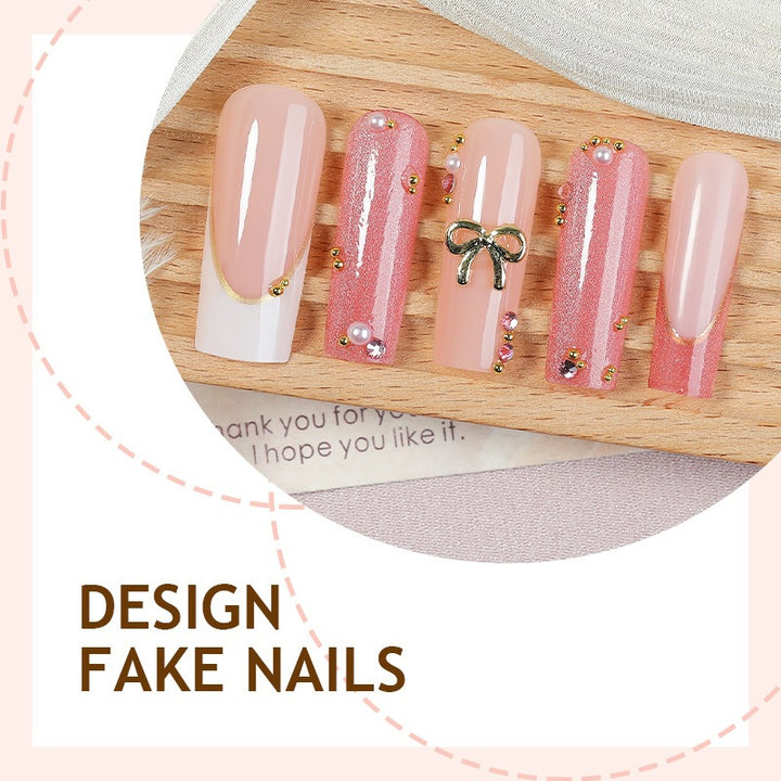 Acrylic nail set with elegant glitter and 3D accents Kalsten